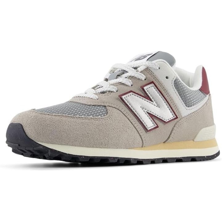 image:imageNew Balance Kids 574 V1 LaceUp SneakersArid StoneMonarch Burgundy