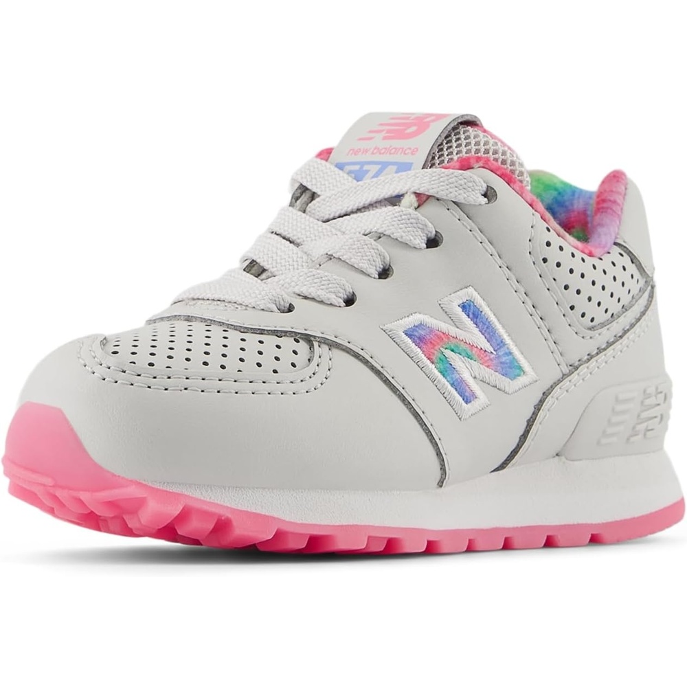 image:imageNew Balance Kids 574 V1 LaceUp SneakersGrey MatterSignal Pink