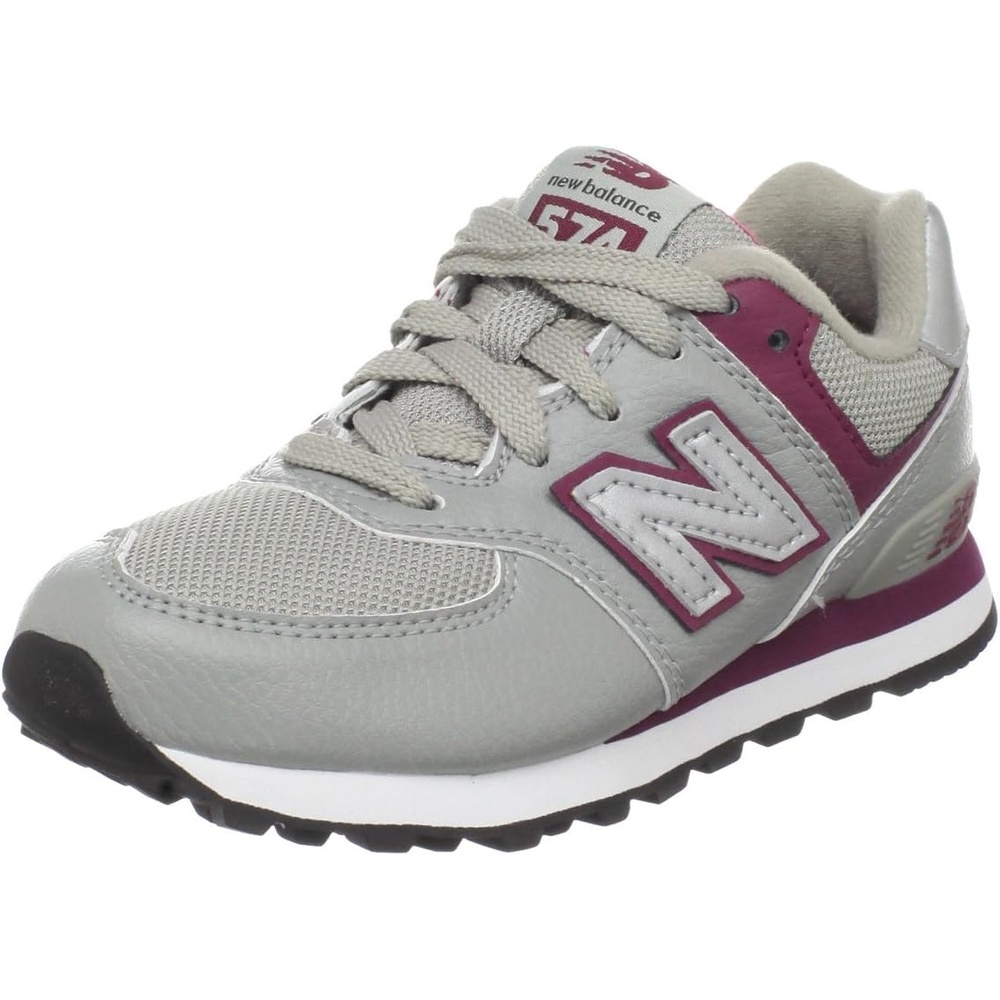 image:imageNew Balance Kids 574 V1 LaceUp SneakersGreyMaroon