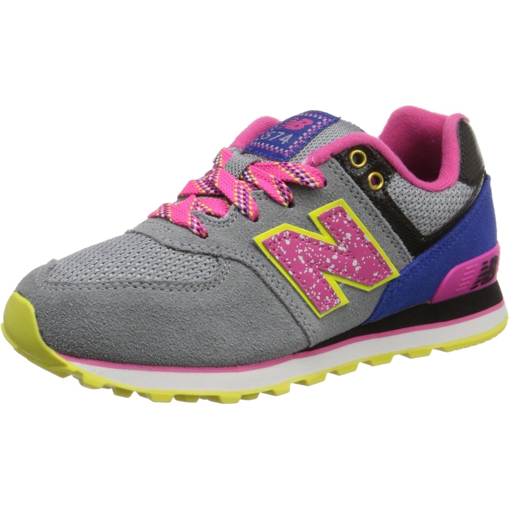 image:imageNew Balance Kids 574 V1 LaceUp SneakersGreyPinkYellow