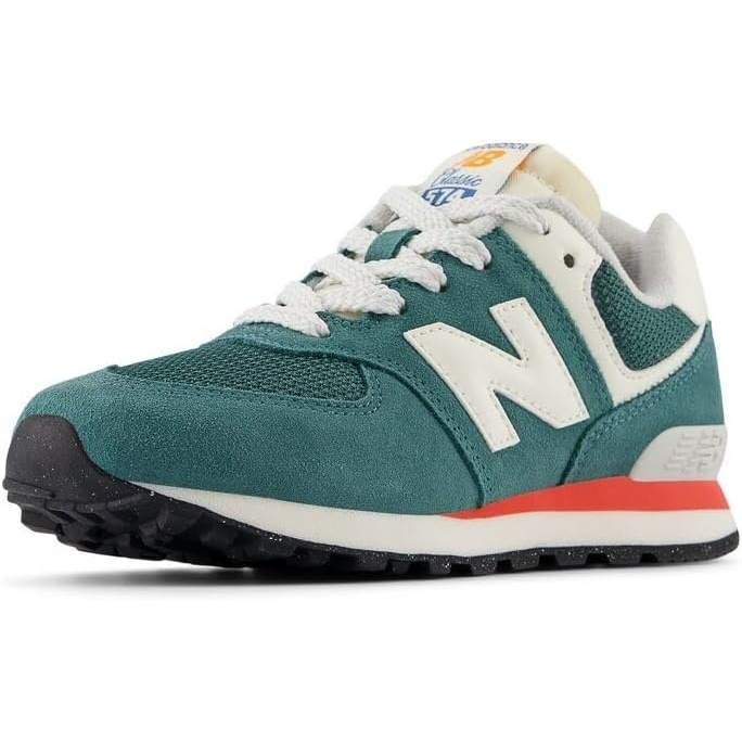 image:imageNew Balance Kids 574 V1 LaceUp SneakersNew SpruceBlast Red