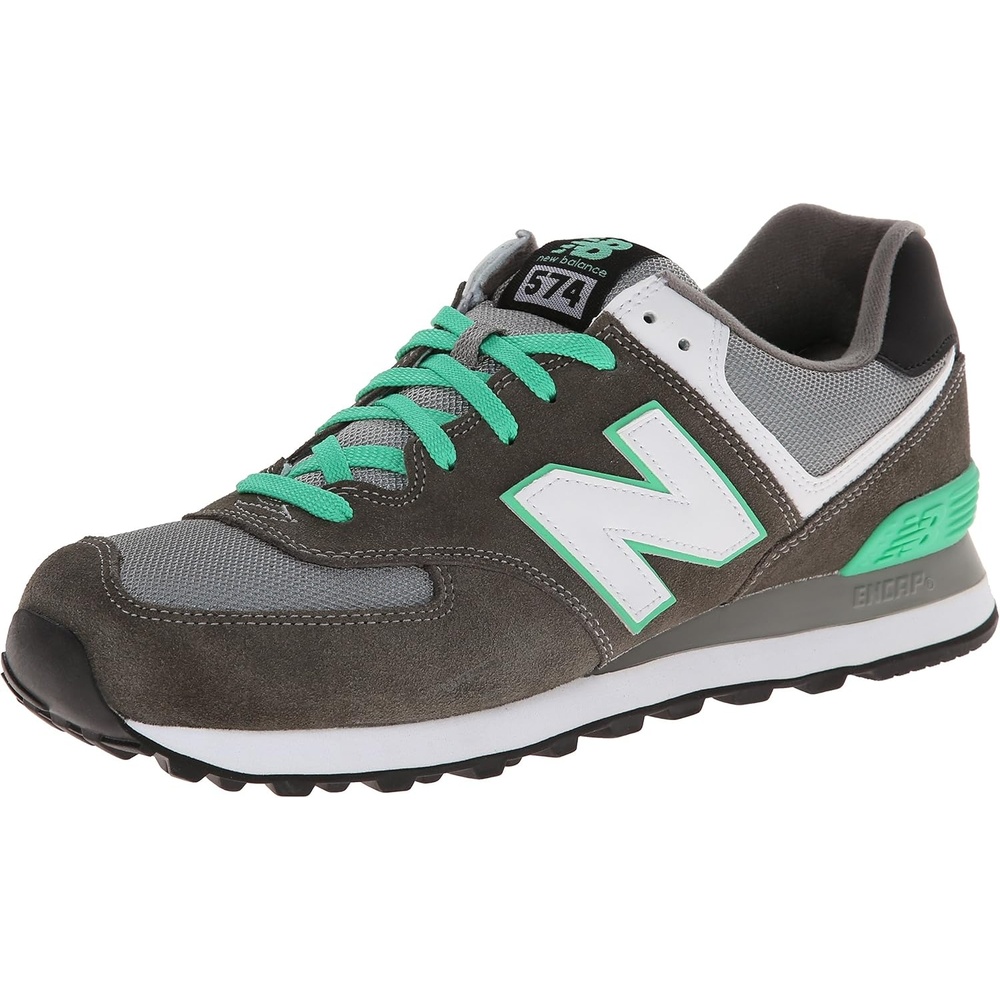 image:imageNew Balance Mens 574 V1 Core SneakersCastlerockVital GreenYellow