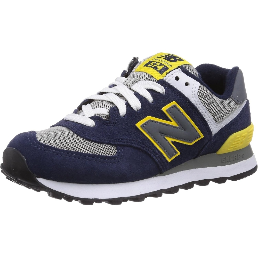image:imageNew Balance Mens 574 V1 Core SneakersNavyYellowGrey