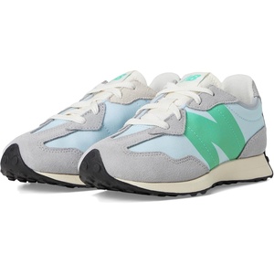 New Balance Kids 574 New-b V2 Familiar Ground Hook and Loop Sneaker(Aluminum Grey/Cyber Jade)