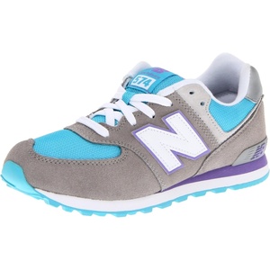 New Balance Kids 574 New-b V2 Familiar Ground Hook and Loop Sneaker(Grey/Blue)