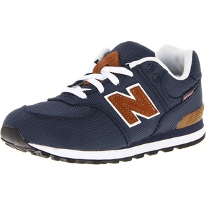 New Balance Kids 574 New-b V2 Familiar Ground Hook and Loop Sneaker(Navy/Brown)