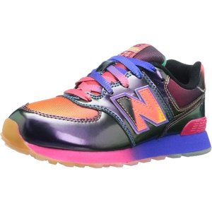 New Balance Kids’ 574 V1 Lace-Up Sneakers(Rainbow/Black)