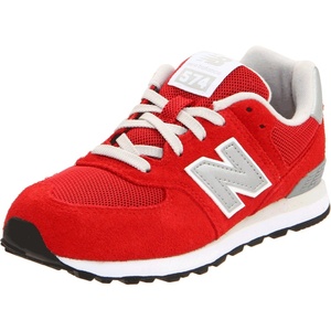 New Balance Kids’ 574 V1 Lace-Up Sneakers(Red/Silver)