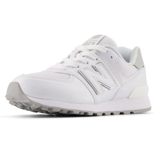 New Balance Kids’ 574 V1 Lace-Up Sneakers(White/Silver Metalic)