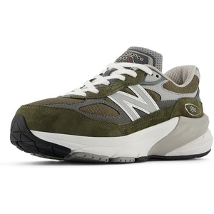 New Balance Kids’ 990 V6 Lace-up Sneaker(Olive/Grey)