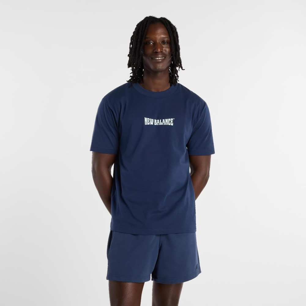 image:imageNew Balance Mens Graphic TShirtNb Navy  Wavey