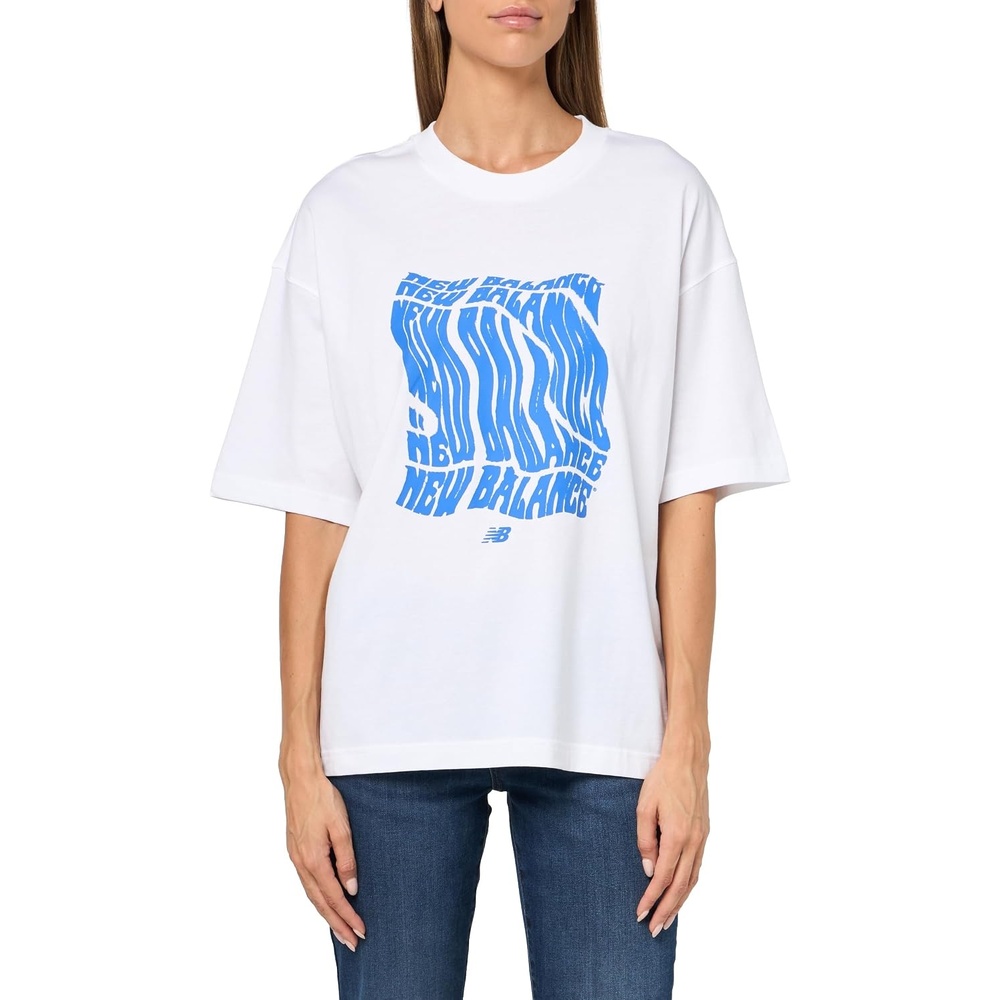image:imageNew Balance Womens Graphic TShirtNb 102 White  Wavery Relaxed