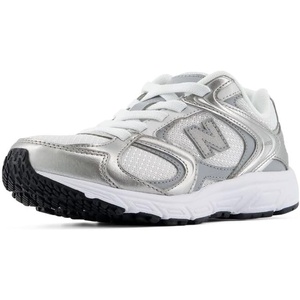 New Balance Kid’s 408 Bungee Lace Sneaker (Little Kid)(Silver Metallic/Slate Grey)
