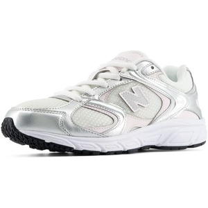 New Balance Kid’s 408 Lace Sneaker (Big Kid)(Light Silver Metallic/Pink Salt)