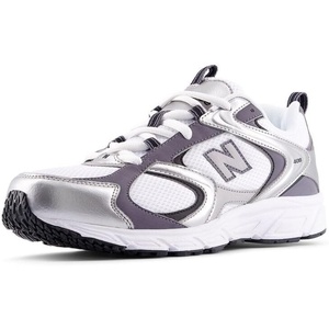 New Balance Unisex-Adult 408 Sneaker(White/Silver Metallic/Neptune Grey)