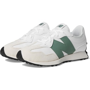 New Balance Unisex-Child 327 (Little Kid)(White/Dark Juniper)