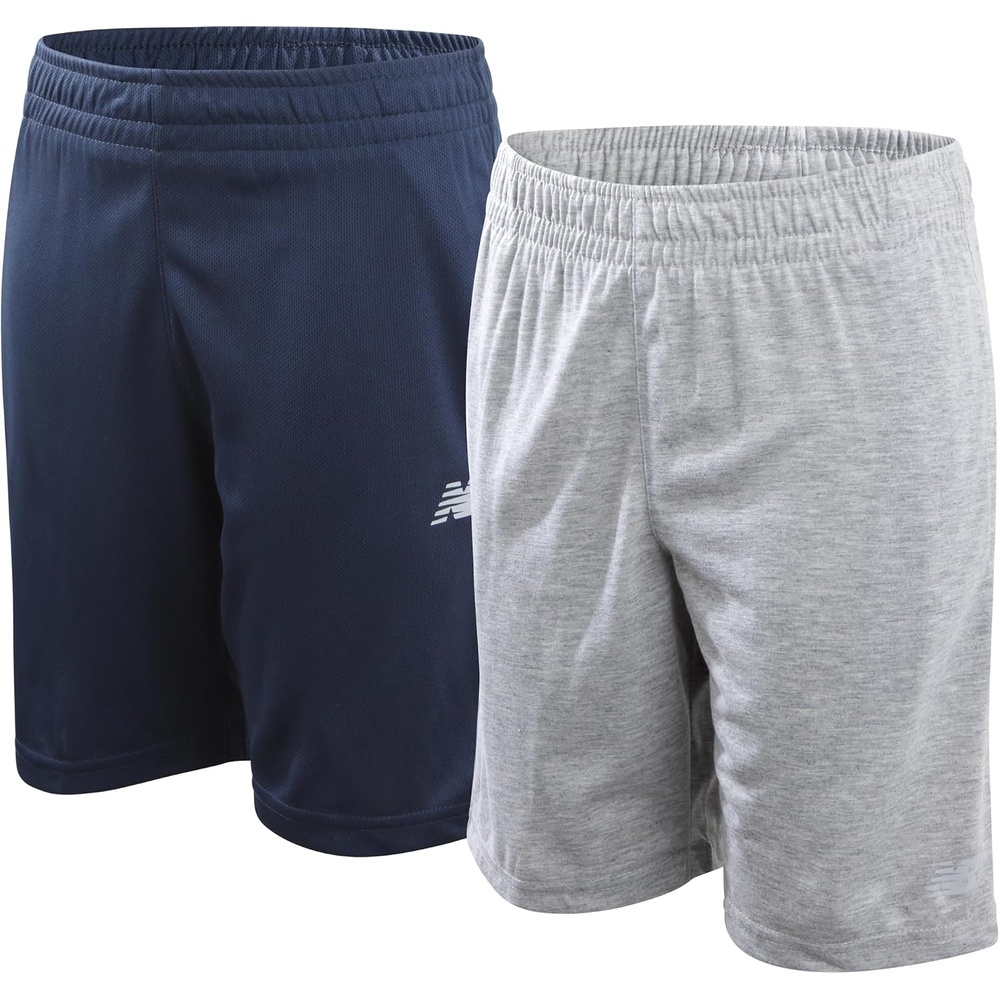 image:imageNew Balance Boys 2 Pack MoistureWicking Mesh Basketball Shorts Sizes 820  QuickDry Finish Keeps Him Cool Side Pocket Holds a Phone or Snacks StayPut Waistband Relaxed Athletic CutGreyDeep Blue