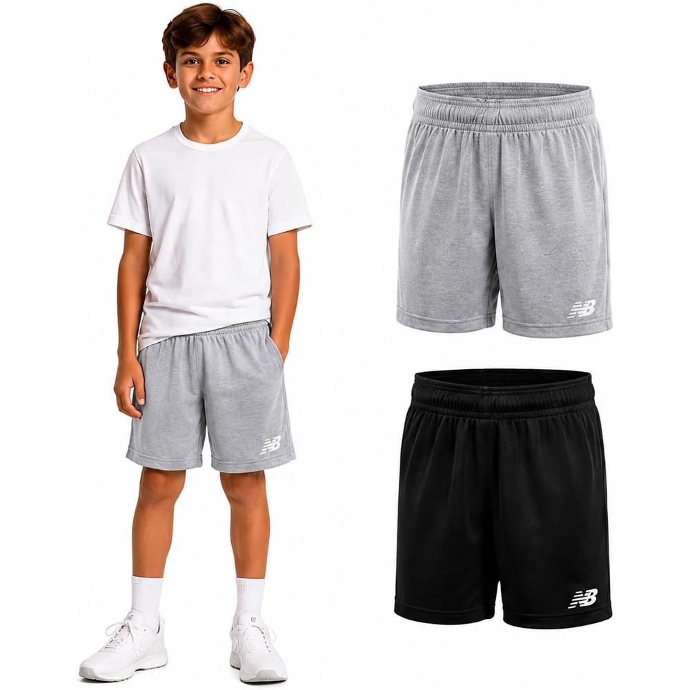 image:imageNew Balance Boys 2 Pack MoistureWicking Mesh Basketball Shorts Sizes 820  QuickDry Finish Keeps Him Cool Side Pocket Holds a Phone or Snacks StayPut Waistband Relaxed Athletic CutStoneBlack