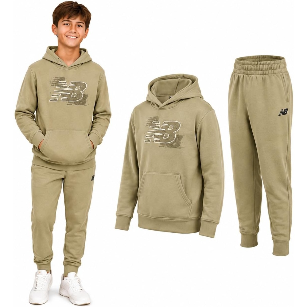 image:imageNew Balance Boys 2 Piece Fleece Pullover Hoodie amp Jogger Sweatpants 816  Warm Poly Build HeatSeal Logo Details Ribbed Cuffs amp Elastic Waist SideSeam Plus Kangaroo PocketsNew Green