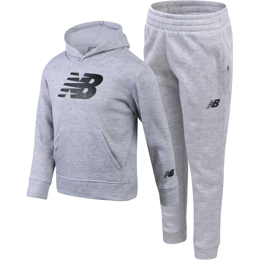 image:imageNew Balance Boys 2 Piece Fleece Pullover Hoodie amp Jogger Sweatpants 820  Brushed Soft Warmth Kangaroo amp Side Pockets with Ribbed Cuffs Ready for School Travel Sports or LoungingLight Heather Grey