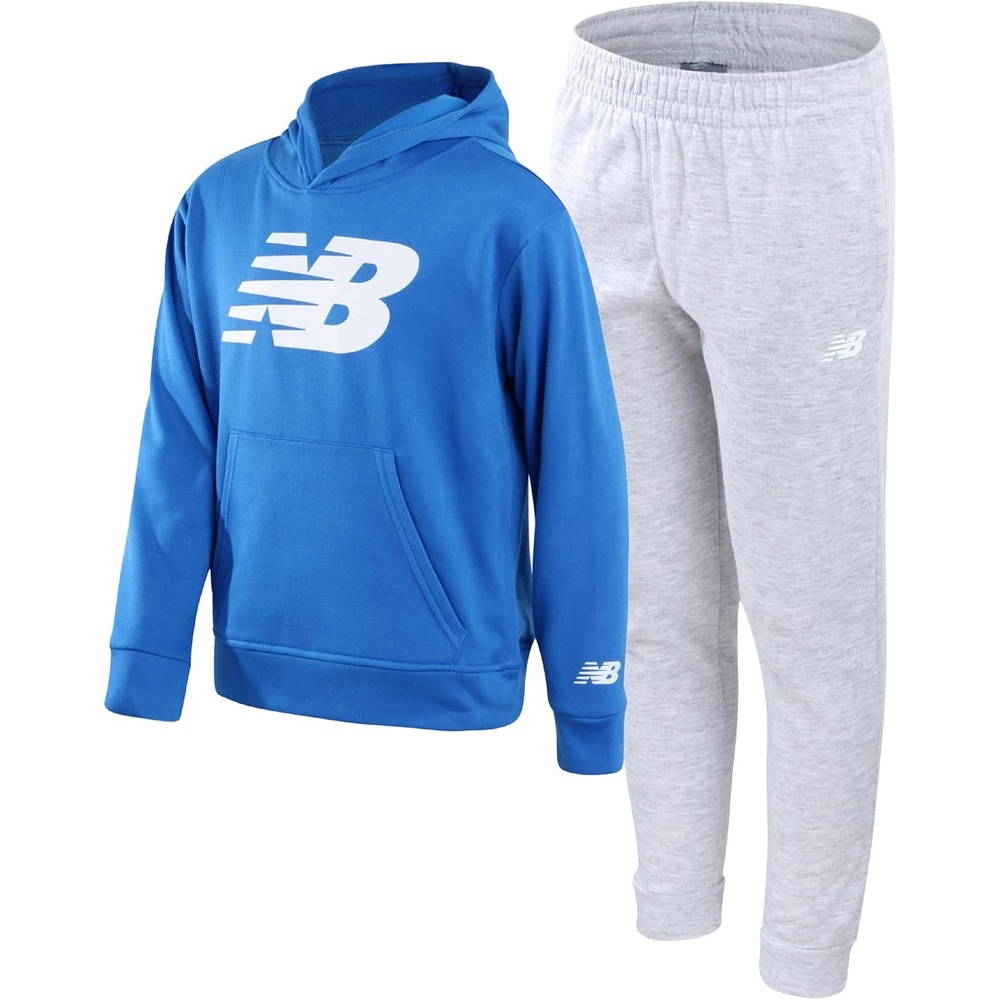 image:imageNew Balance Boys 2 Piece Fleece Pullover Hoodie amp Jogger Sweatpants 820  Brushed Soft Warmth Kangaroo amp Side Pockets with Ribbed Cuffs Ready for School Travel Sports or LoungingBlue Grey