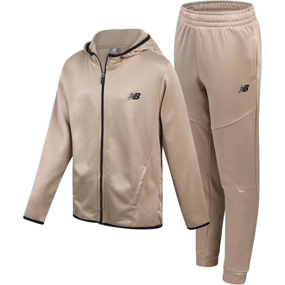 image:imageNew Balance Boys 2 Piece Fleece Zip Up Hoodie amp Jogger Track Pants 812  Full Front Closure Cozy Hood amp Ribbed Cuffs Adjustable Elastic Waist Durable Pick for Gym Class or WeekendsStone Ware