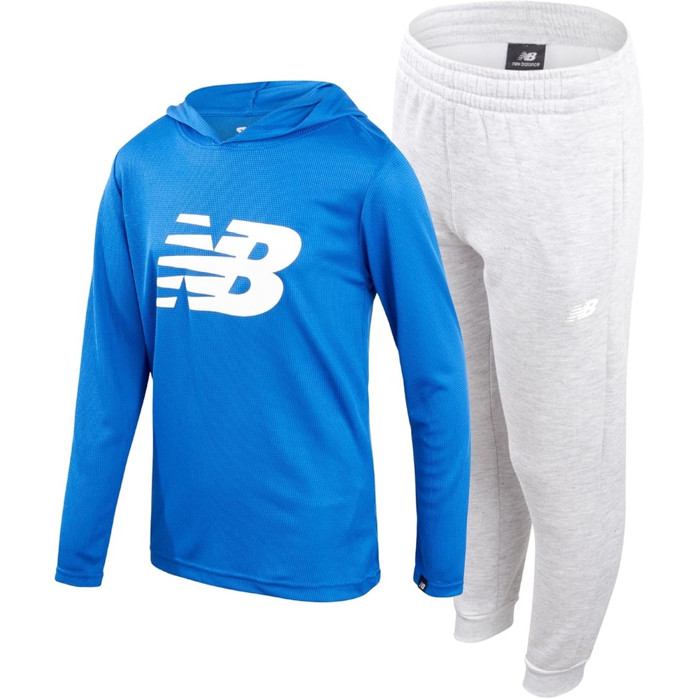 image:imageNew Balance Boys 2 Piece Waffle Knit Hoodie Sweatshirt amp Jogger Sweatpants  Durable Build Holds Its Shape Lightweight Sporty Texture Great from Classroom To Field Layers EasilyCobaltGrey