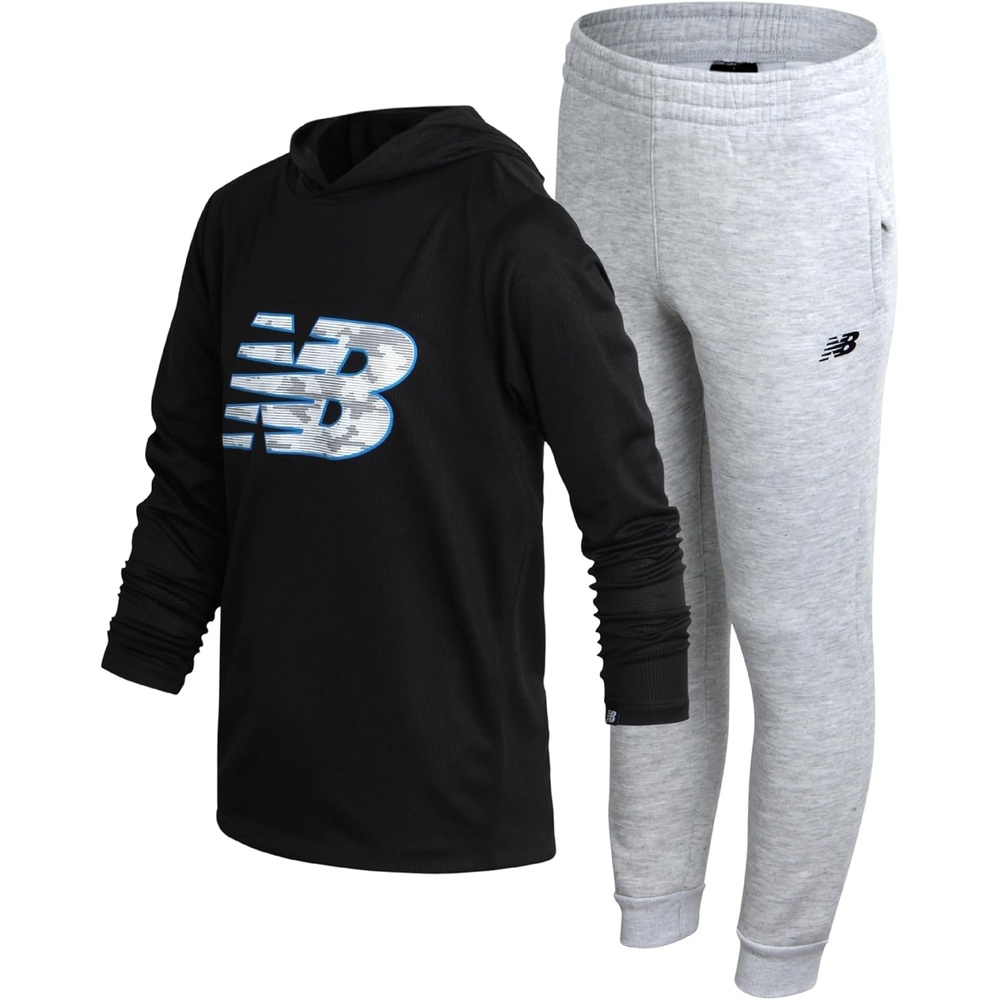 image:imageNew Balance Boys 2 Piece Waffle Knit Hoodie Sweatshirt amp Jogger Sweatpants  Durable Build Holds Its Shape Lightweight Sporty Texture Great from Classroom To Field Layers EasilyBlackGrey