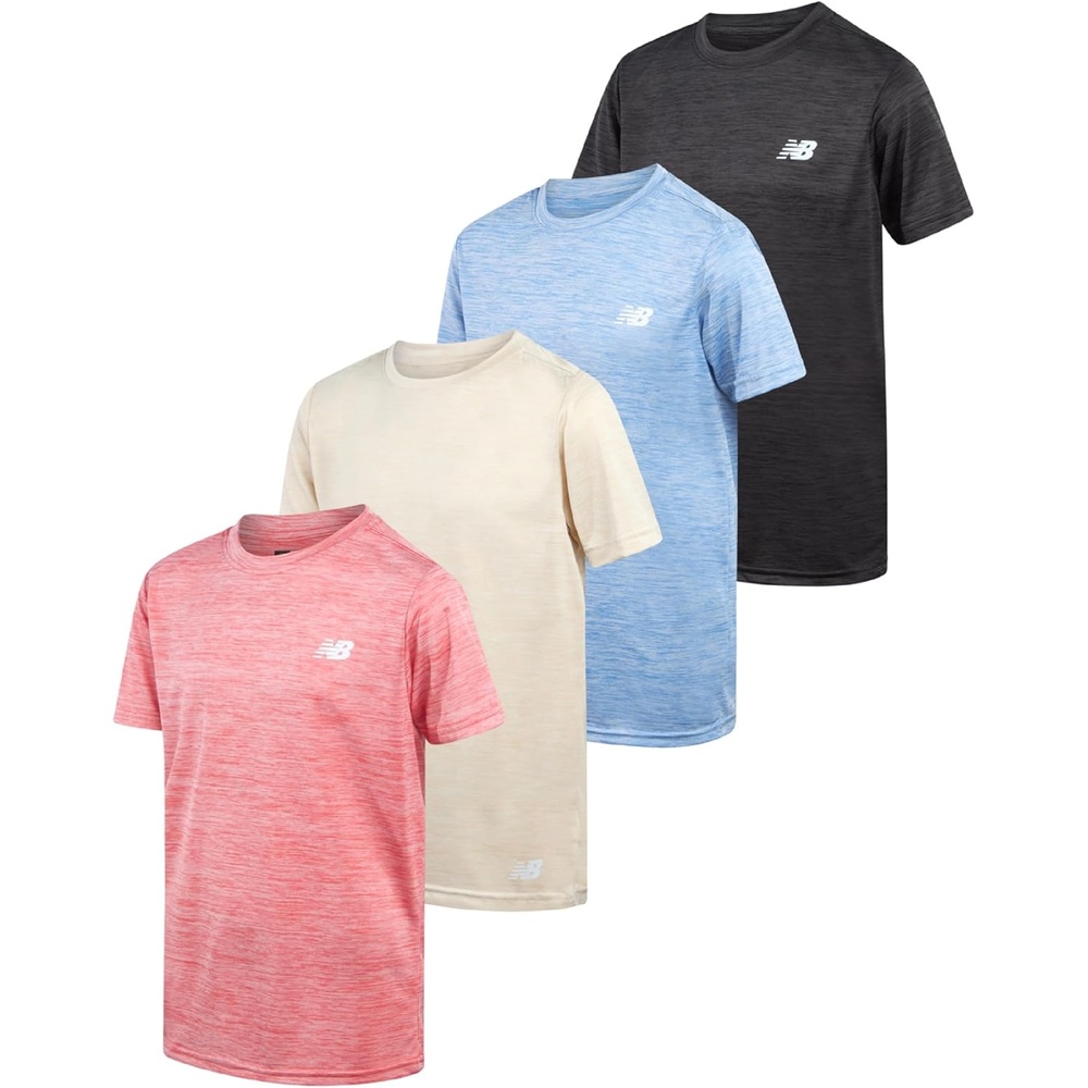 image:imageNew Balance Boys Athletic Shirts 4Pack Crewneck Short Sleeve DriFit Tees  Lightweight MoistureManaging Fabric Versatile Everyday Shades Pairs with Shorts amp Joggers AllDay ComfortSky Space Red Black