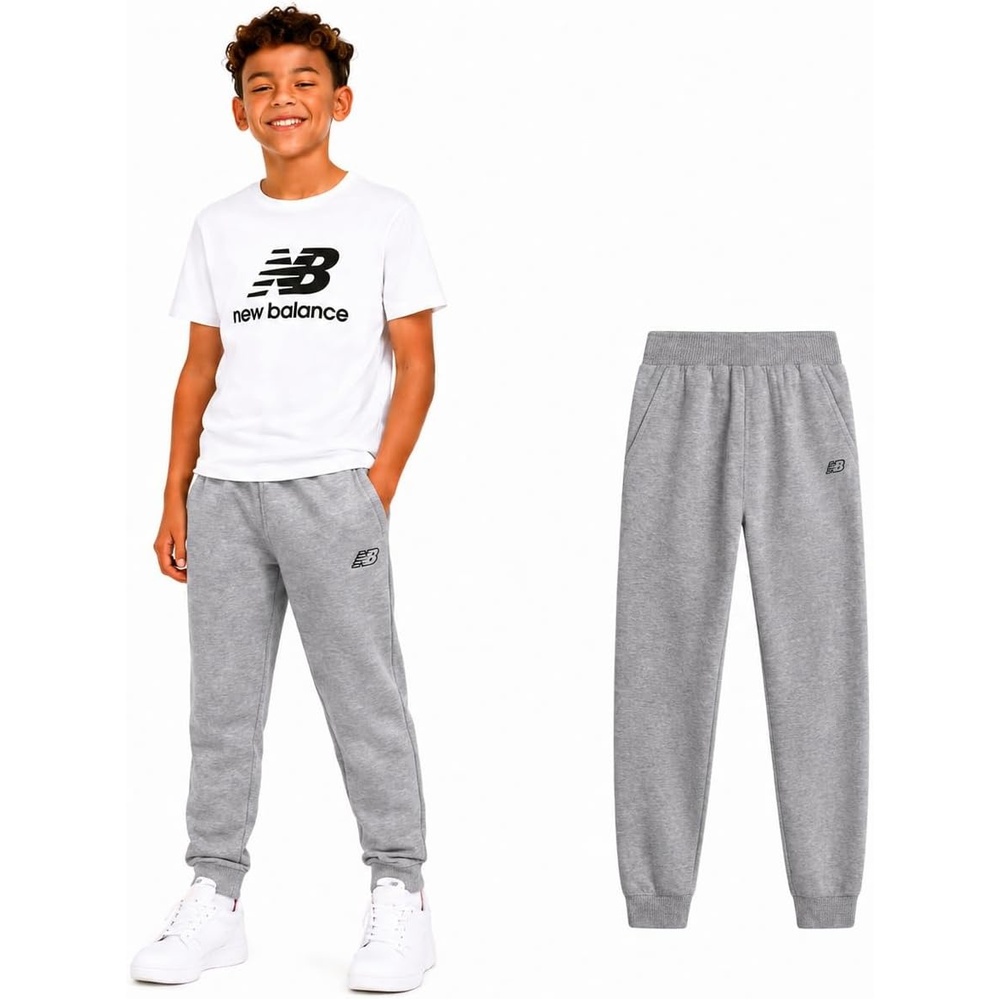 image:imageNew Balance Boys Fleece Sweatpants Joggers Drawstring amp Pockets 820  Cozy Lightweight Warmth TaperedLeg Athletic Fit Ribbed Cuffs for School Travel Practice amp Weekend WearNew Grey Heather
