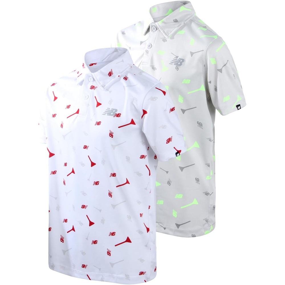 image:imageNew Balance Boys Polo Shirt 2 Pack Dry Fit Performance Golf Shirts for Boys  Short Sleeve with a Classic TwoButton Collar Built for Active Play Comfortable for School Sports or Everyday WearGrey GolfWhite Golf