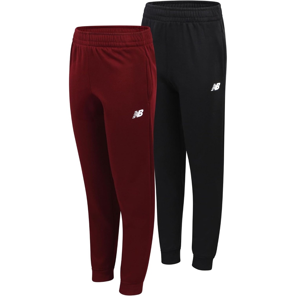 image:imageNew Balance Boys Sweatpants  2 Pack Active Performance Fleece Boys Joggers with Elastic Waistband  Athletic Pants for KidsMercury RedBlack