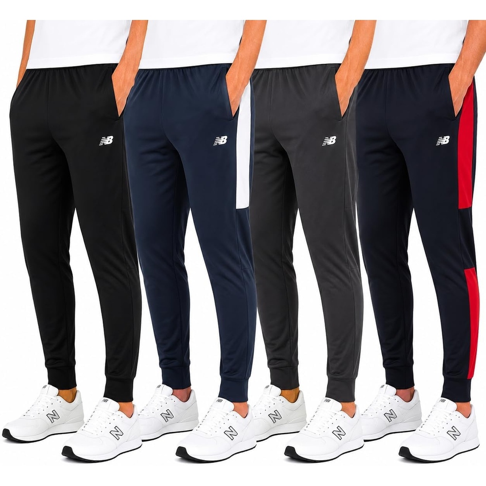 image:imageNew Balance Boys Sweatpants 4Pack Tricot Joggers with Pockets 420  Sleek Tapered Leg Secure Cuffed Ankles Flexible Elastic Waistband for School Sports amp Weekend DowntimeIndigoGrey