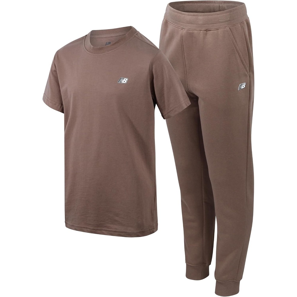 image:imageNew Balance Boys Sweatpants Set  2 Piece Short Sleeve Graphic Tee Shirt and Fleece Jogger Pants Athletic Pant SetMushroom