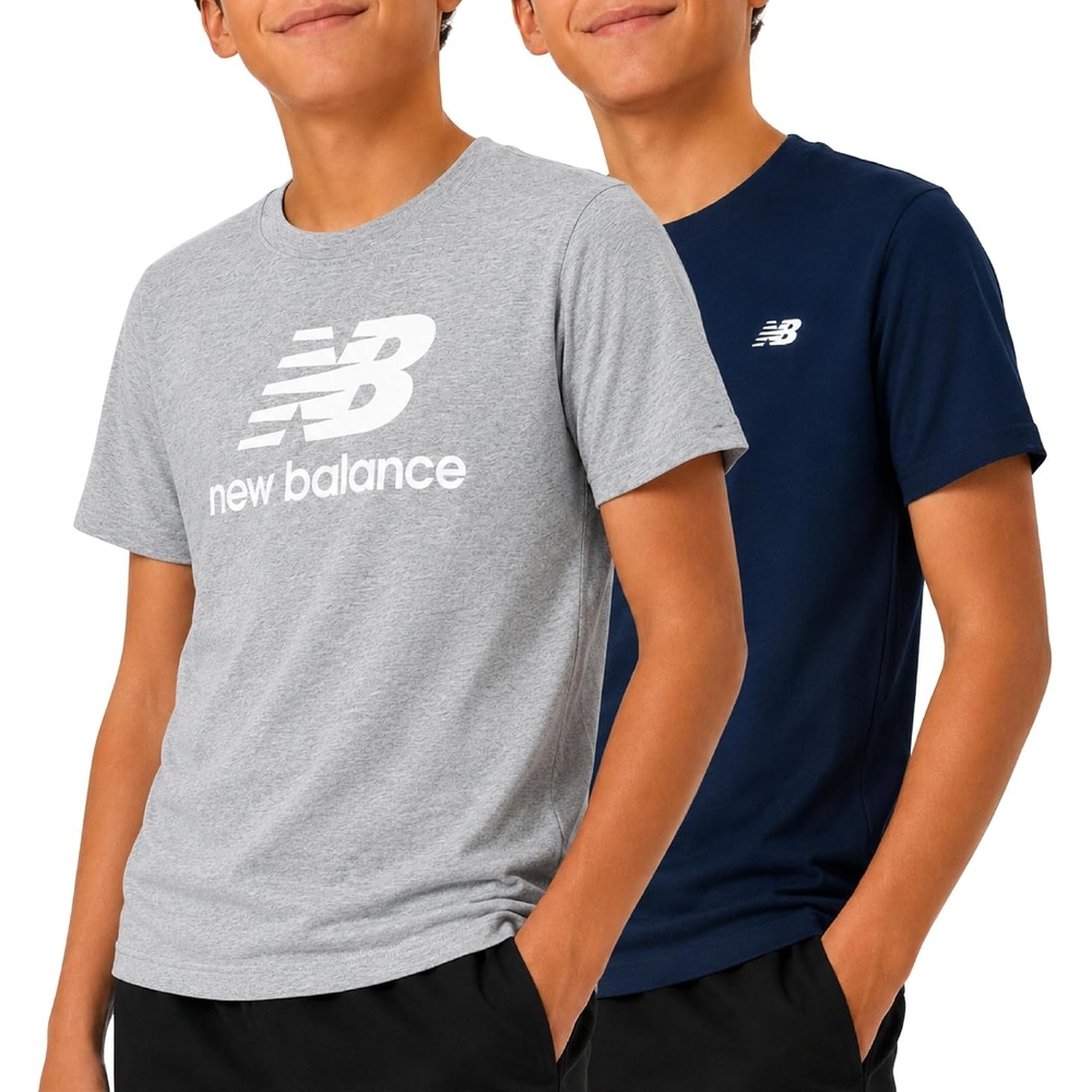 image:imageNew Balance Boys Tshirts  2 Pack Short Sleeve Crew Neck Athletic Shirts for Boys  Kids Youth Workout Tshirt TopAthlete Grey HeatherNavy
