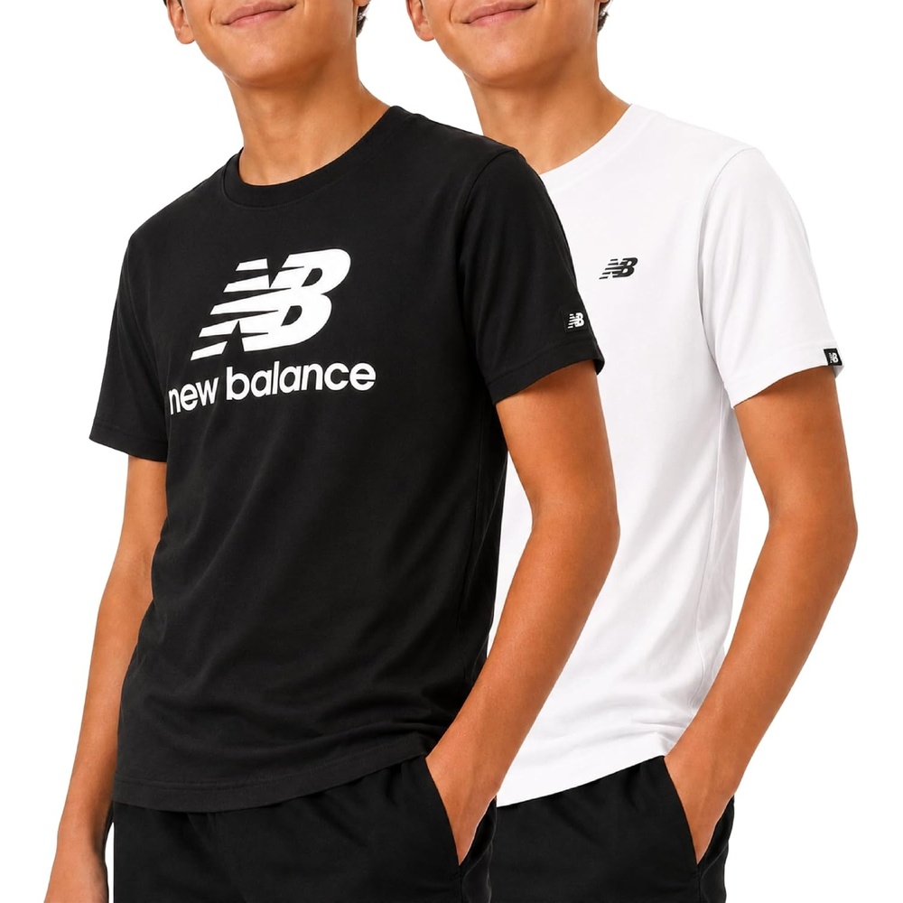 image:imageNew Balance Boys Tshirts  2 Pack Short Sleeve Crew Neck Athletic Shirts for Boys  Kids Youth Workout Tshirt TopWhiteBlack