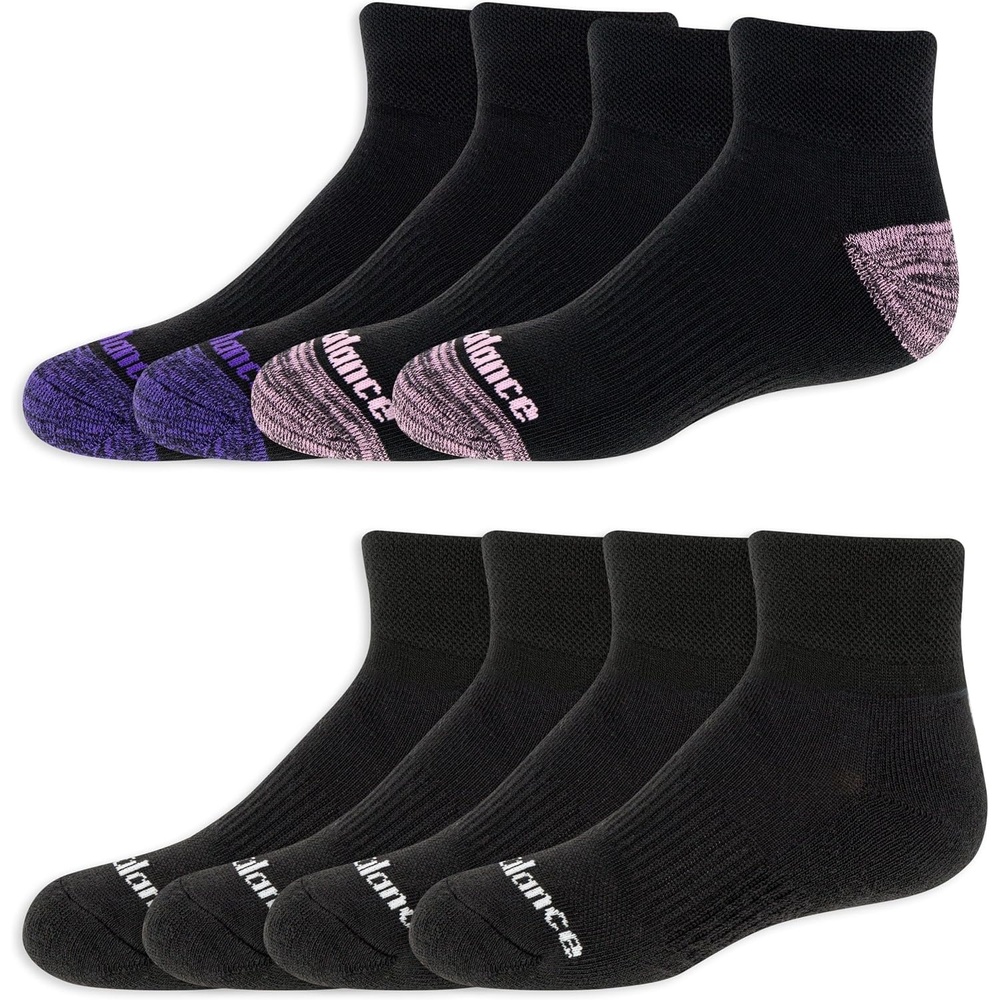 image:imageNew Balance Kids Performance Cushioned Low Cut Socks  8 Pairs  Breathable Mesh Arch SupportBlack