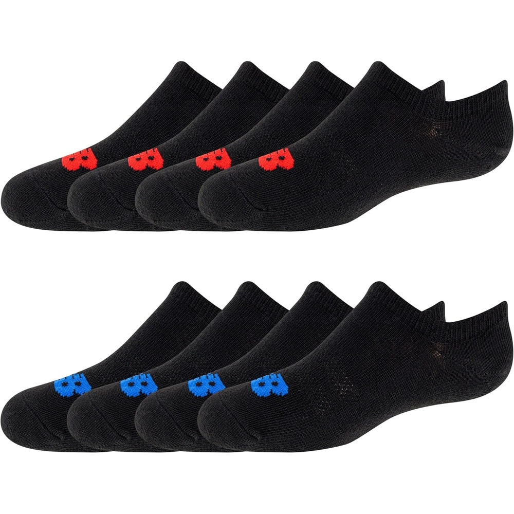 image:imageNew Balance Kids Performance Liner Socks  8 Pairs  Breathable Half Cushion amp Arch SupportLegacy Black RedBlue Logo