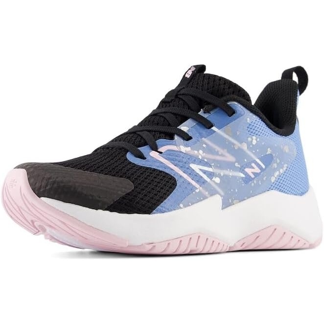 image:imageNew Balance Kids Rave Run V2 LaceUp Running ShoesBlackBlue LagunaLight Raspberry