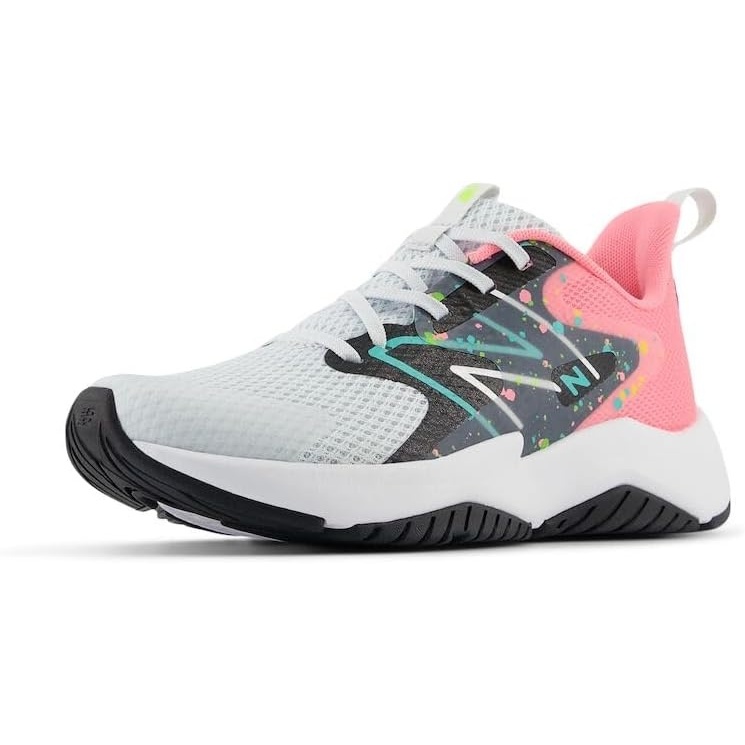 image:imageNew Balance Kids Rave Run V2 LaceUp Running ShoesQuartz GreyUltra PinkCyber Jade