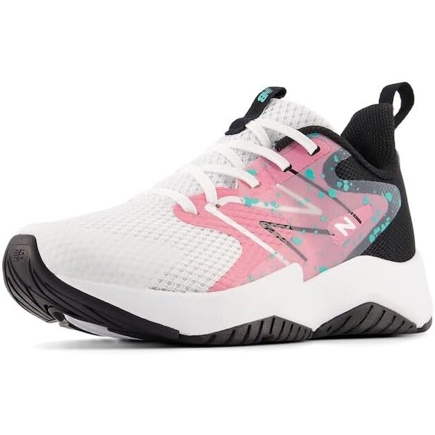 image:imageNew Balance Kids Rave Run V2 LaceUp Running ShoesWhiteReal PinkBlack