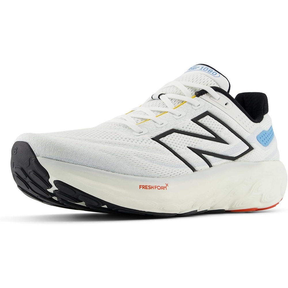 image:imageNew Balance Mens Fresh Foam X 1080 V13Running ShoeWhiteBlackCoastal Blue