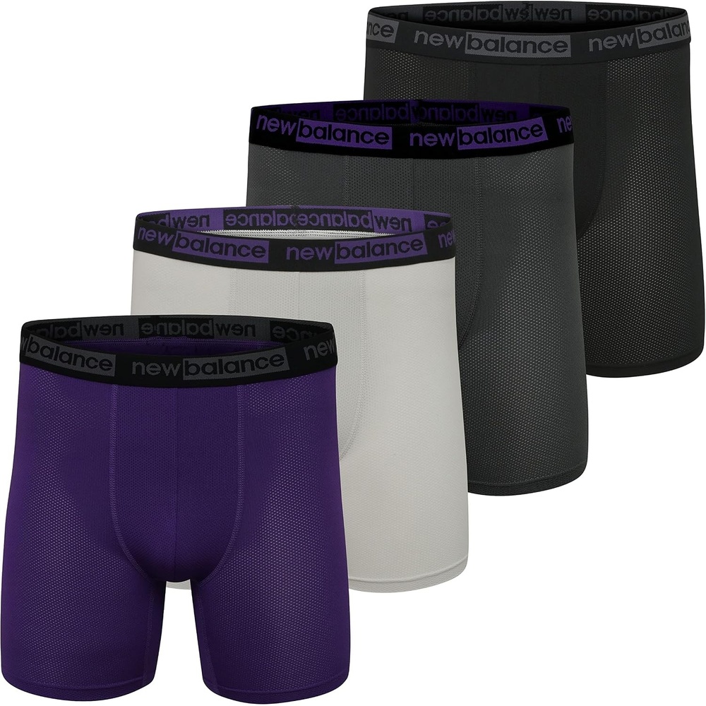 image:imageNew Balance Mens Mesh 5 NoFLY Boxer Brief 4PackBlackIcePrism PurpleMagnet