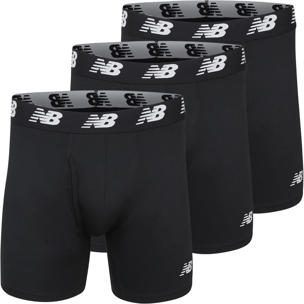 image:imageNew Balance Mens Performance Boxer Briefs with Fly Breathable Stretch Underwear Moisture Wicking Soft Waistband 3 PackBlackBlackBlack