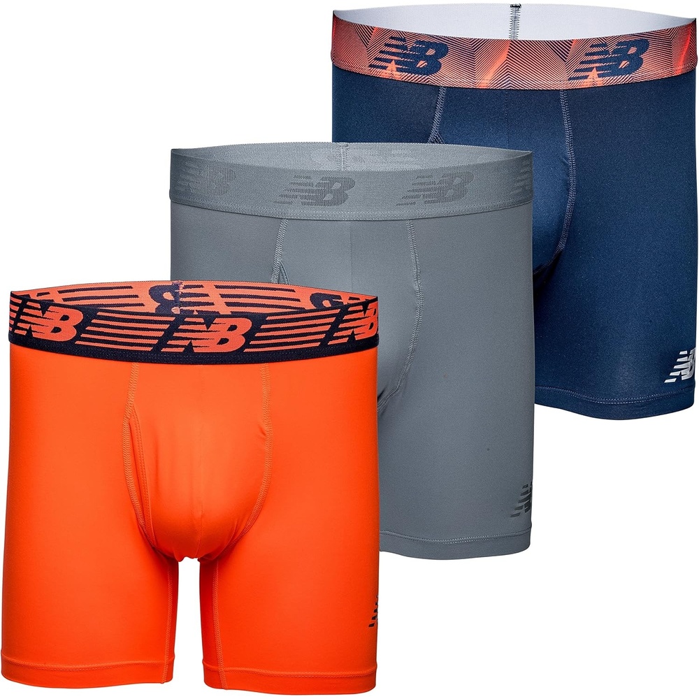 image:imageNew Balance Mens Performance Boxer Briefs with Fly Breathable Stretch Underwear Moisture Wicking Soft Waistband 3 PackPigmentDynamiteSteel
