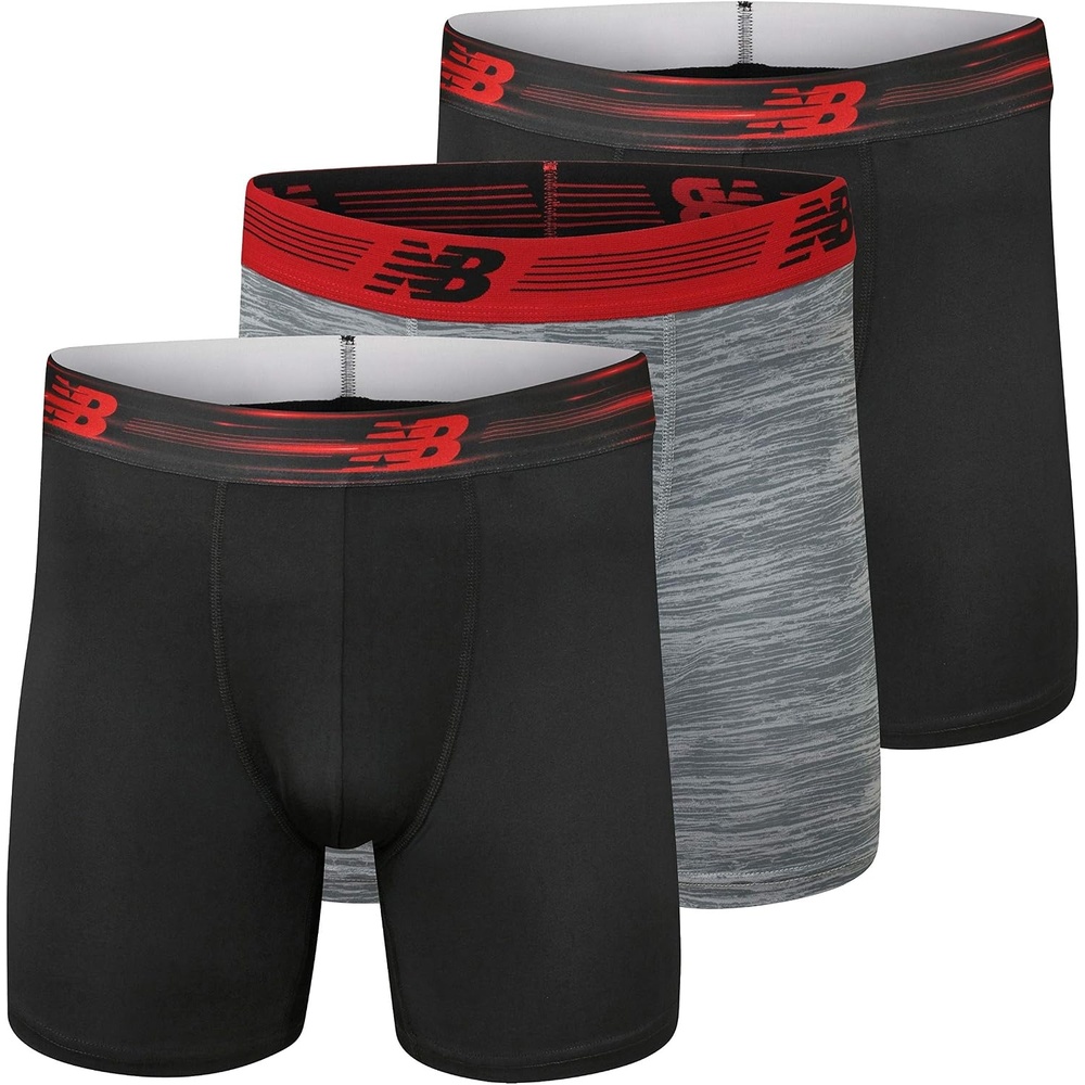image:imageNew Balance Mens Ultra Soft Performance 6 Boxer Briefs with No Fly 3 PackBlackWoodgrainBlack