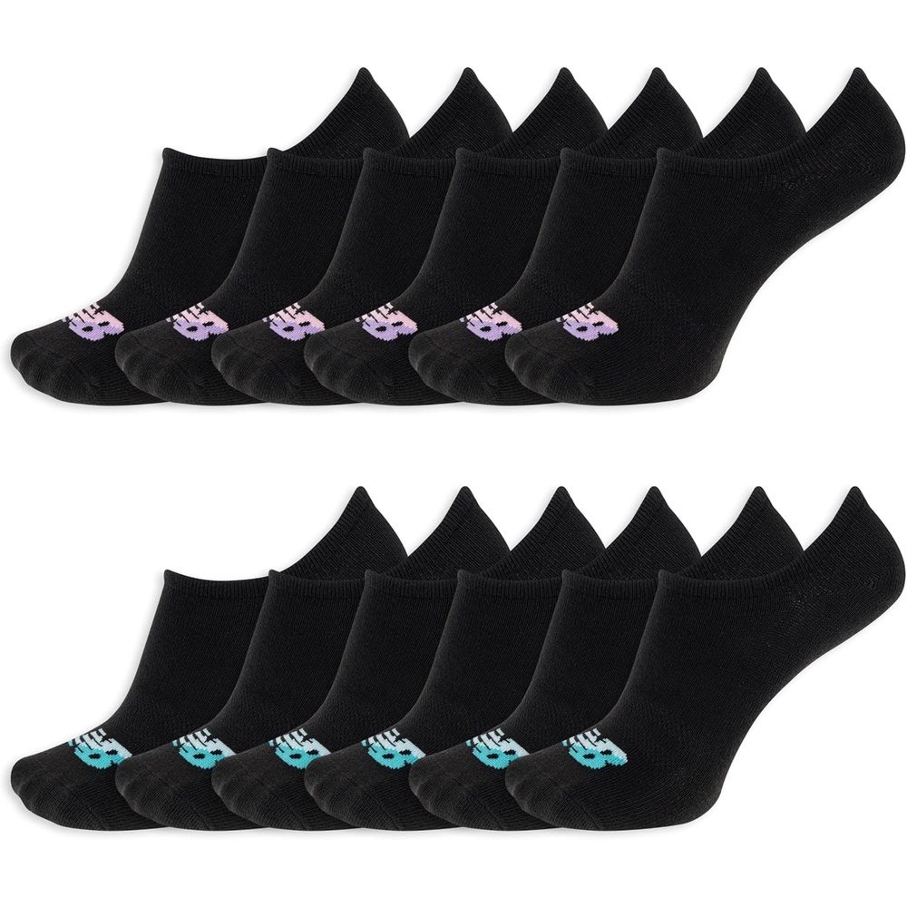 image:imageNew Balance Mens and Womens Performance Cushioned Liner Socks  6 amp 12 Pairs  Moisture WickingBlack 12 Pairs