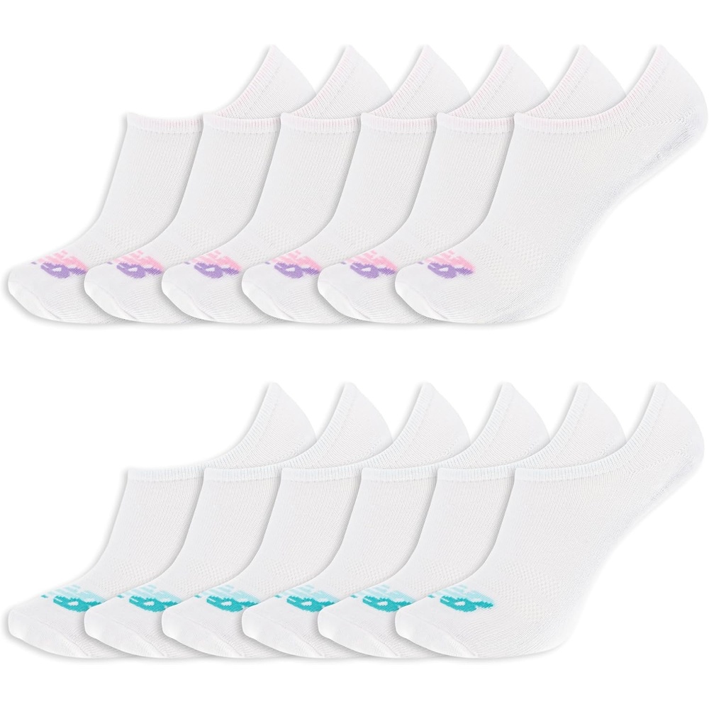 image:imageNew Balance Mens and Womens Performance Cushioned Liner Socks  6 amp 12 Pairs  Moisture WickingWhite 12 Pairs