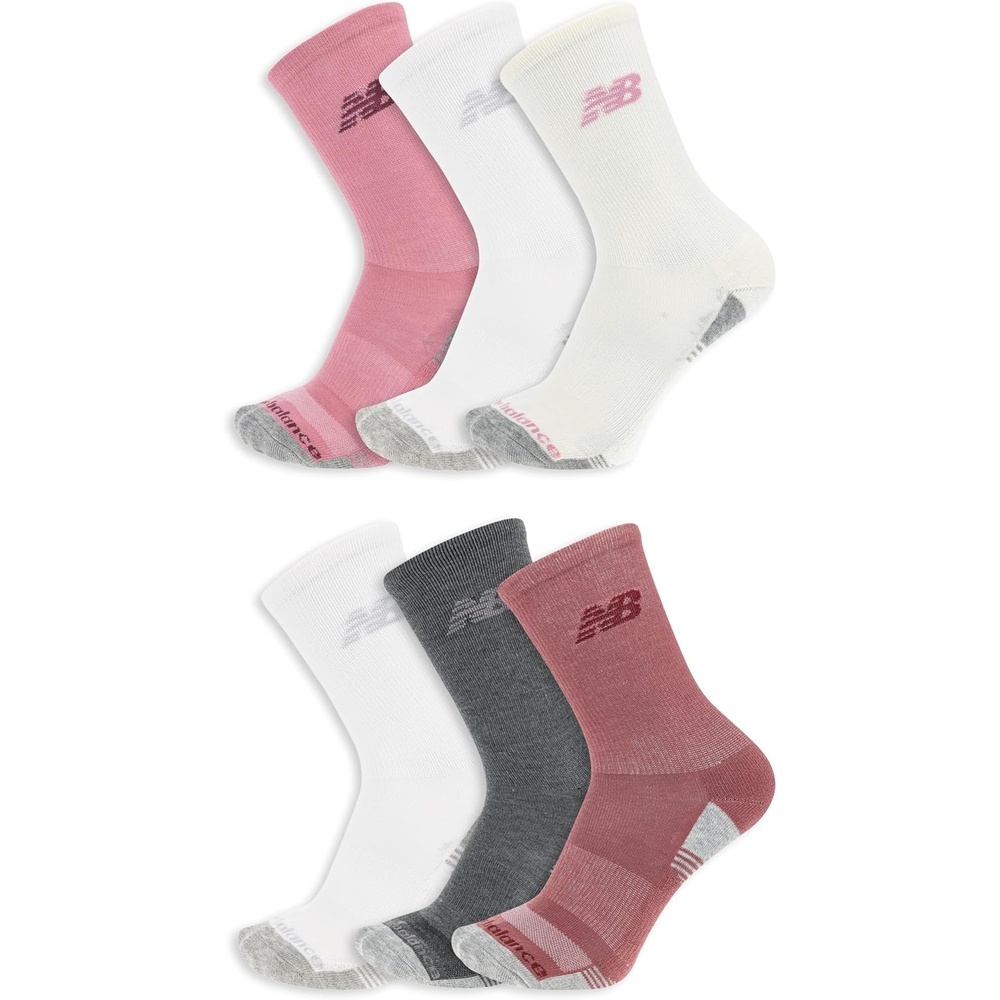 image:imageNew Balance Unisex Adult Performance Cushioned Crew Socks  6 amp 12 Pairs  Moisture WickingPink Assorted