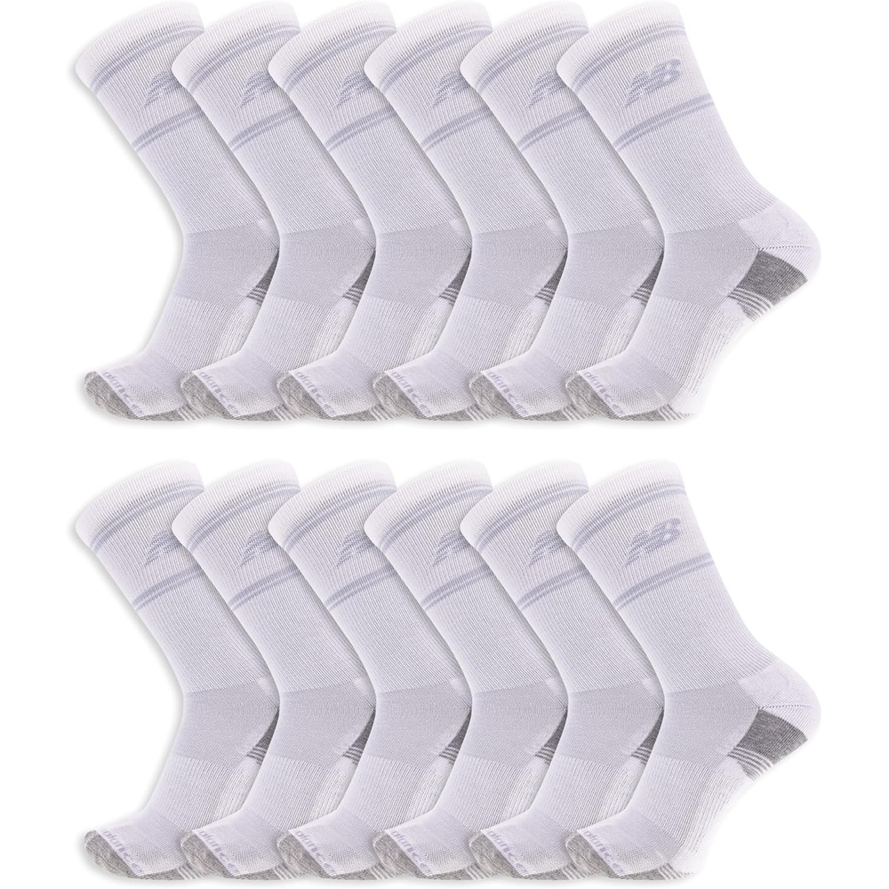 image:imageNew Balance Unisex Adult Performance Cushioned Crew Socks  6 amp 12 Pairs  Moisture WickingWhite 12 Pairs